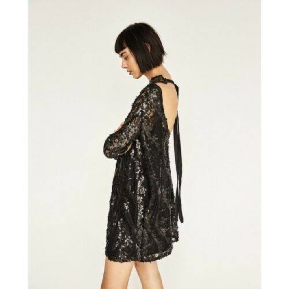Zara High Neck Sequin Dress- Will donate $ to Ukraine relief